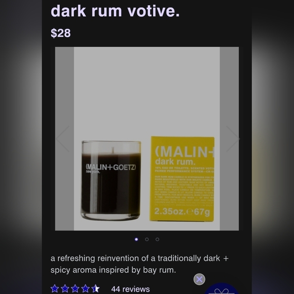 MALIN+GOETZ Dark Rum Scented Votive - Picture 4 of 4